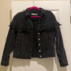 Black jean jacket with ruffles